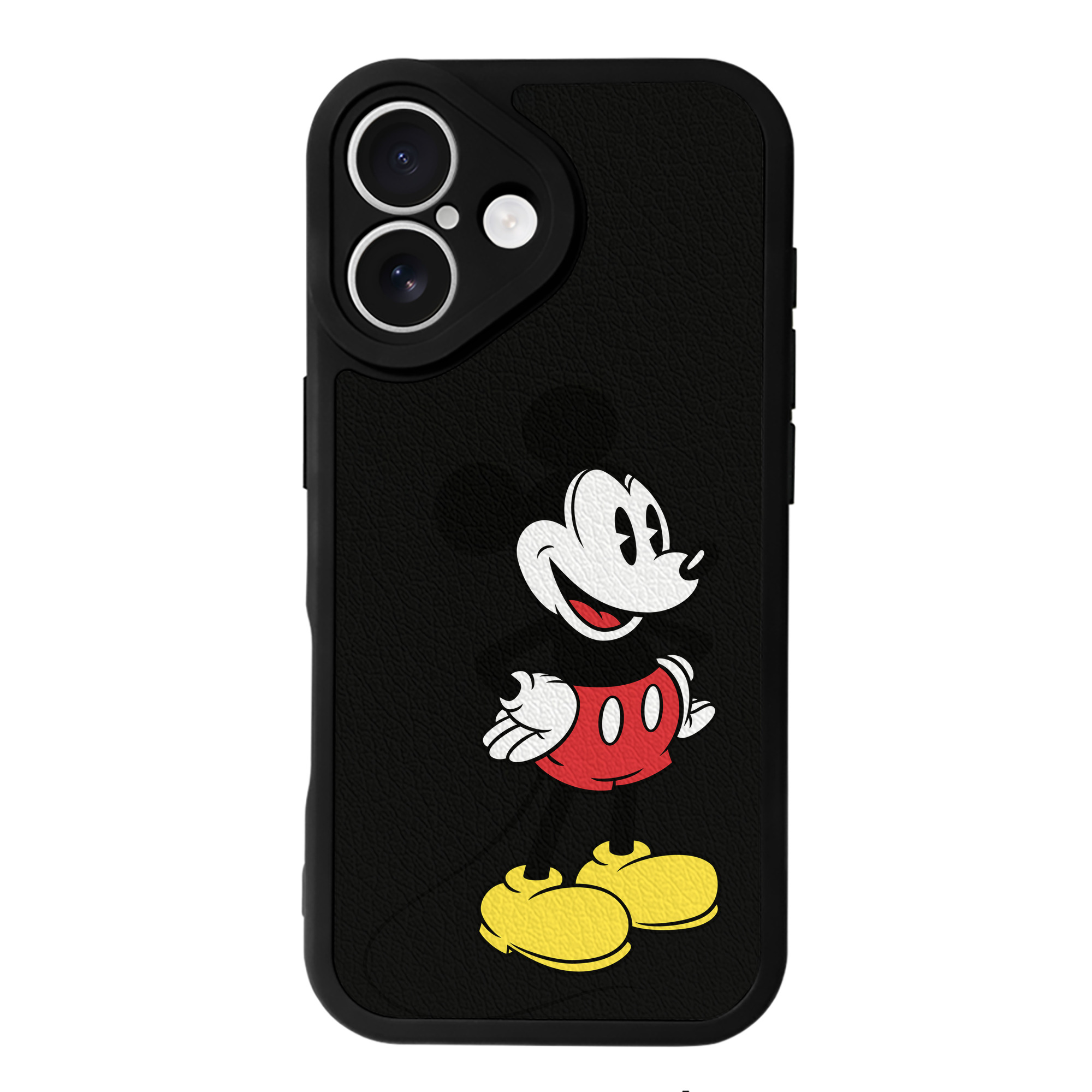 （画像用） ミッキーマウス Mickey Mouse 【iPhone 16シリーズ対応】シリコンスマホケース（レザー調） 材質：シリコン